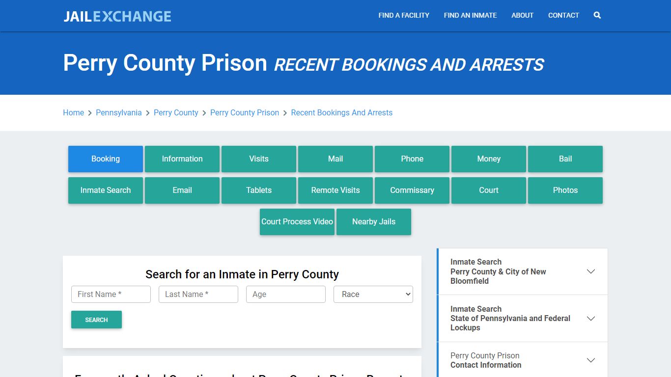 Perry County Prison PA Recent Arrests and Bookings - Jail Exchange